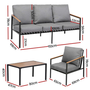 5 Seater Outdoor Sofa Set | 4PCS | Table & Bench | Patio Furniture