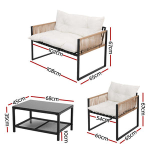 Outdoor Sofa Set | 4 Seater | 4PCS Table Chair Patio Furniture | Garden Lounge