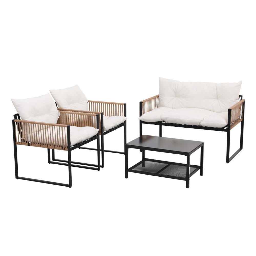 Outdoor Sofa Set | 4 Seater | 4PCS Table Chair Patio Furniture | Garden Lounge