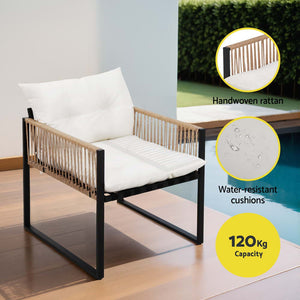 Outdoor Sofa Set | 4 Seater | 4PCS Table Chair Patio Furniture | Garden Lounge