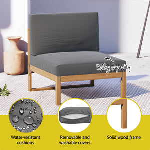 Outdoor Sofa Set 4pc | Wooden Lounge Setting | 5-Piece Configuration