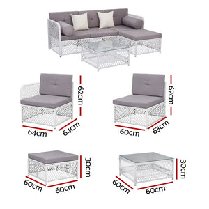 Outdoor Sofa Set | 4 Seater | 5pc Table & Chairs | Patio Furniture