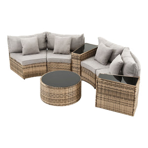 Gardeon 4 Seater Outdoor Sofa Set 7PCS Table Chair Brown Rattan Patio Furniture