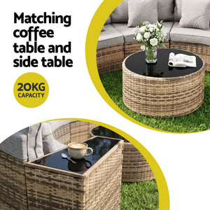 Gardeon 4 Seater Outdoor Sofa Set 7PCS Table Chair Brown Rattan Patio Furniture