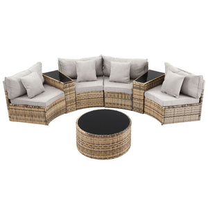 Gardeon 4 Seater Outdoor Sofa Set 7PCS Table Chair Brown Rattan Patio Furniture