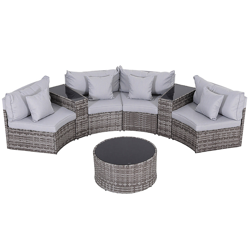 Outdoor Rattan Sofa Set | 4 Seater | 7pc Table & Chairs | Patio Furniture