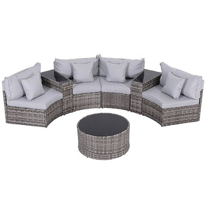 Outdoor Rattan Sofa Set | 4 Seater | 7pc Table & Chairs | Patio Furniture
