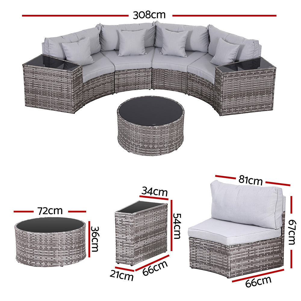 Outdoor Rattan Sofa Set | 4 Seater | 7pc Table & Chairs | Patio Furniture