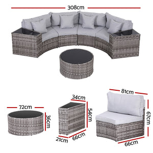 Outdoor Rattan Sofa Set | 4 Seater | 7pc Table & Chairs | Patio Furniture