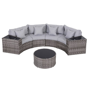 Outdoor Rattan Sofa Set | 4 Seater | 7pc Table & Chairs | Patio Furniture