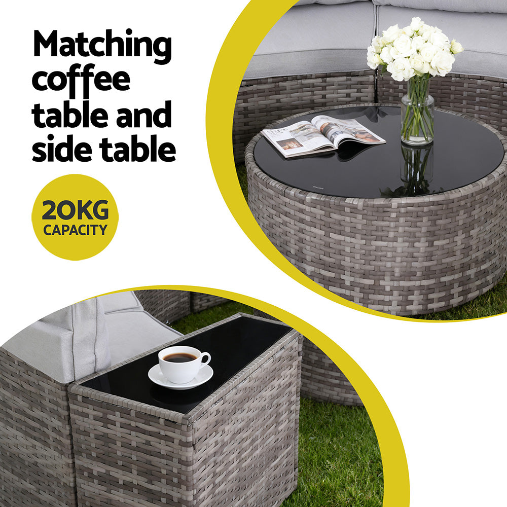 Outdoor Rattan Sofa Set | 4 Seater | 7pc Table & Chairs | Patio Furniture
