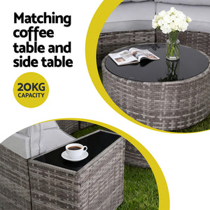 Outdoor Rattan Sofa Set | 4 Seater | 7pc Table & Chairs | Patio Furniture
