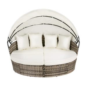 Outdoor Day Bed Set 3pc | Wicker Sun Lounge Setting | Beige