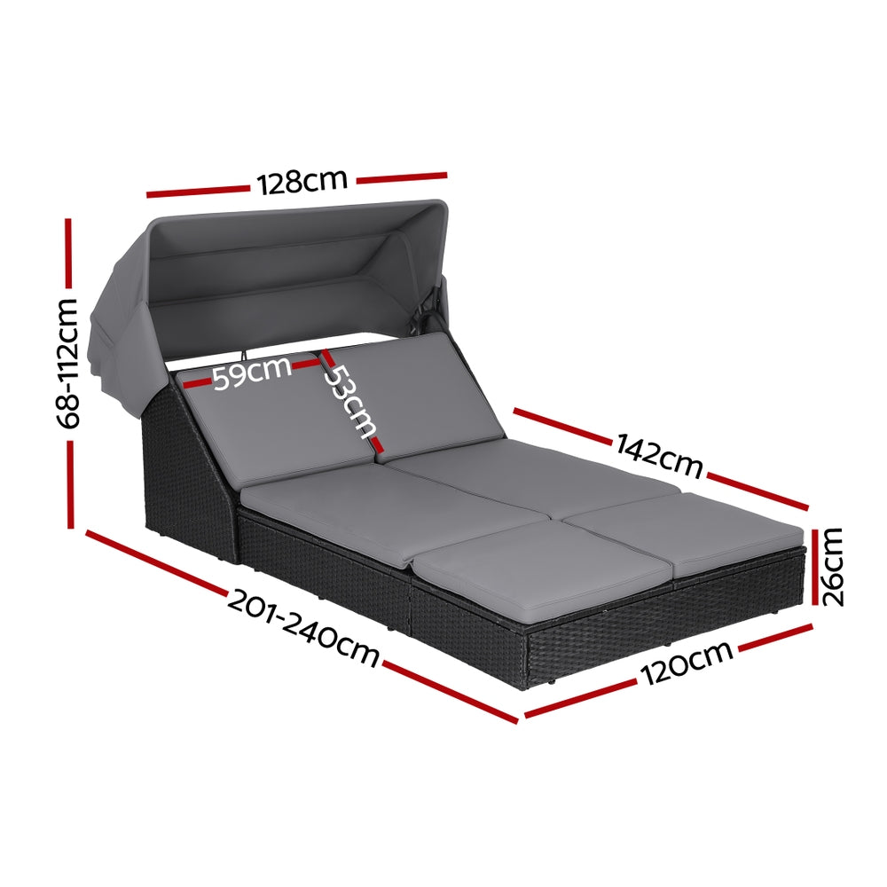Wicker Outdoor Day Bed | Sun Lounge Setting | Patio Furniture (Standard)
