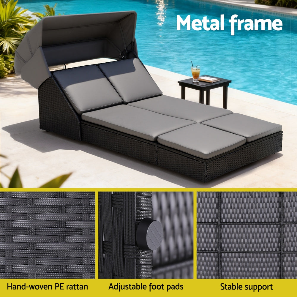 Wicker Outdoor Day Bed | Sun Lounge Setting | Patio Furniture (Standard)