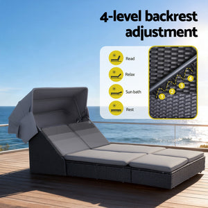 Wicker Outdoor Day Bed | Sun Lounge Setting | Patio Furniture (Standard)
