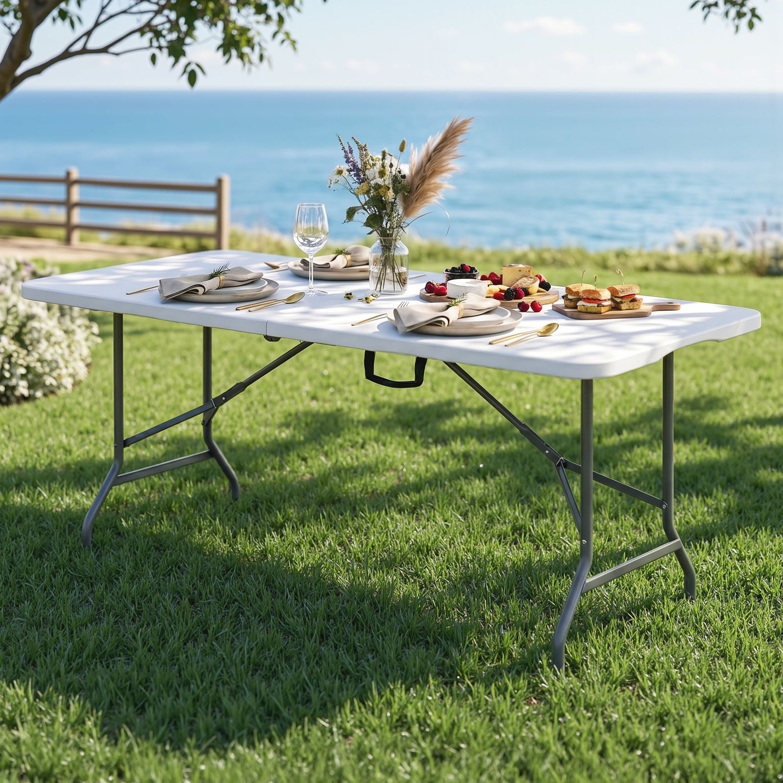 Folding Camping Table | 180cm Portable Fold-In-Half Picnic Table
