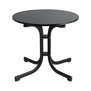 Gardeon Outdoor Side Table 80cm Folding Steel Round Bistro Desk Cafe Patio Furniture Black