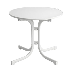 Gardeon Outdoor Side Table 80cm Folding Steel Round Bistro Desk Cafe Patio Furniture White