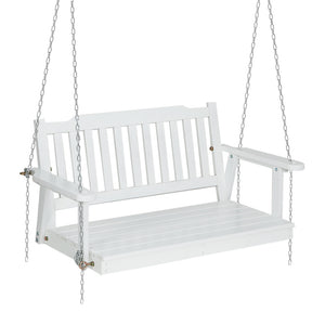 Porch Swing Chair | With Chain | Garden Bench | Outdoor Furniture | Wooden | White