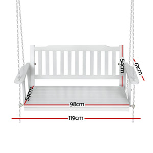 Porch Swing Chair | With Chain | Garden Bench | Outdoor Furniture | Wooden | White