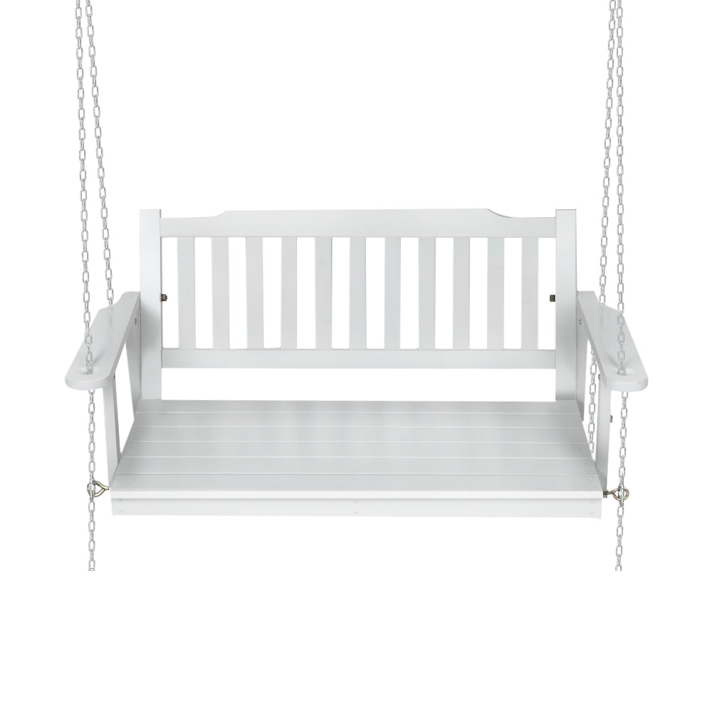 Porch Swing Chair | With Chain | Garden Bench | Outdoor Furniture | Wooden | White