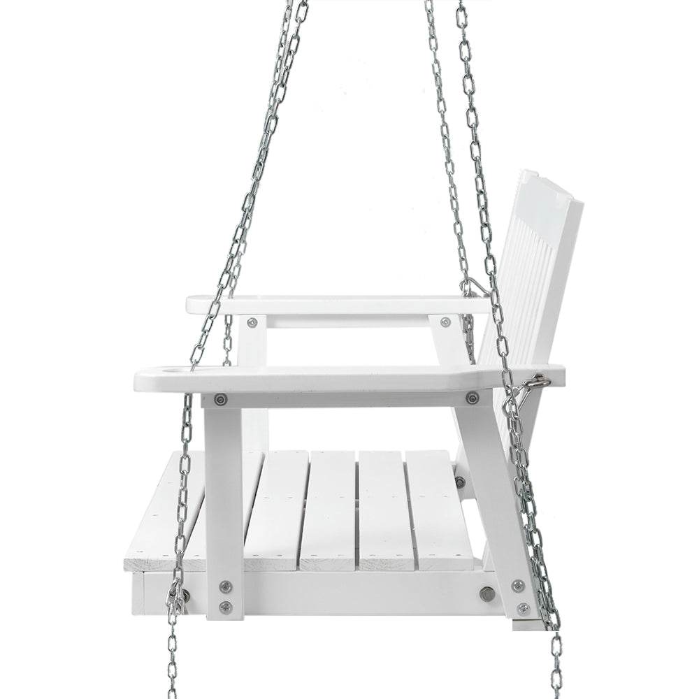 Porch Swing Chair | With Chain | Garden Bench | Outdoor Furniture | Wooden | White