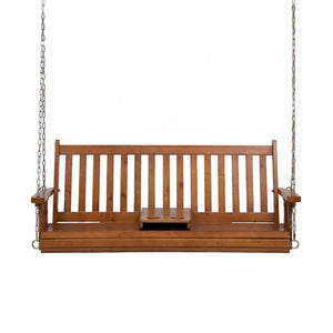 Porch Swing Chair | Wooden Bench | 2 Seater | Cup Holder