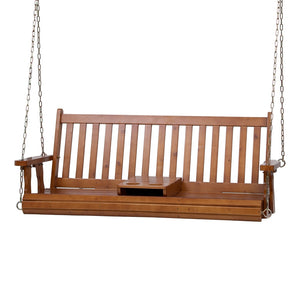 Porch Swing Chair | Wooden Bench | 2 Seater | Cup Holder