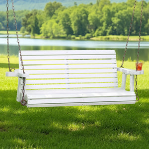 Outdoor Porch Swing | Wooden 2 Seater Bench | Cup Holder Included