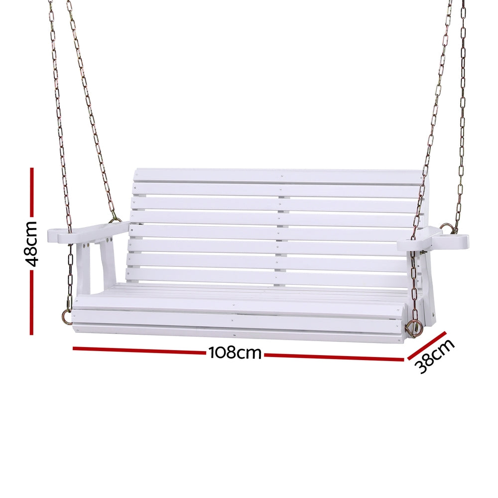 Outdoor Porch Swing | Wooden 2 Seater Bench | Cup Holder Included