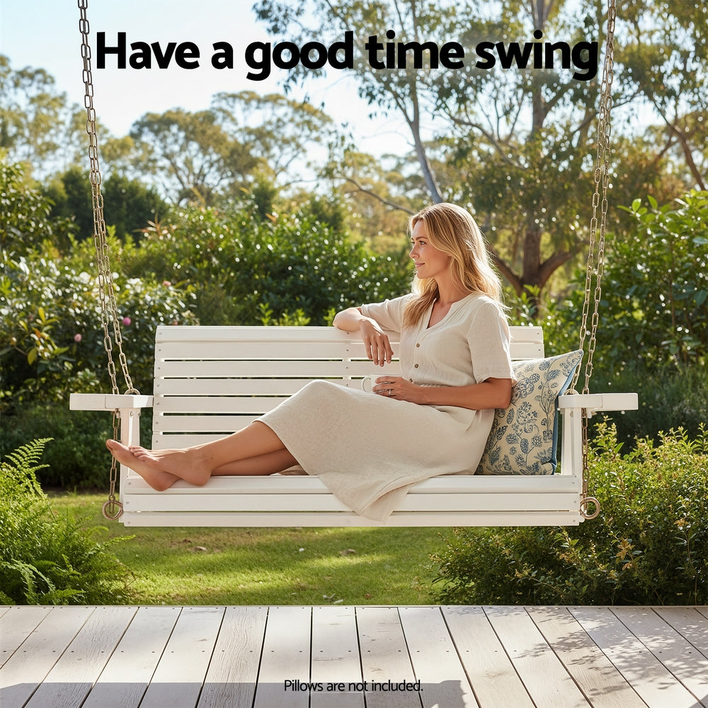 Outdoor Porch Swing | Wooden 2 Seater Bench | Cup Holder Included