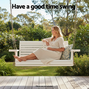 Outdoor Porch Swing | Wooden 2 Seater Bench | Cup Holder Included