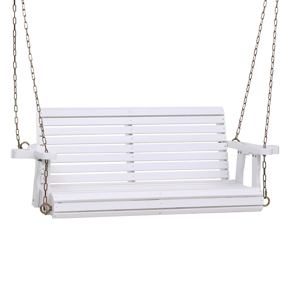 Outdoor Porch Swing | Wooden 2 Seater Bench | Cup Holder Included