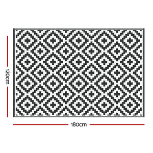 Reversible Outdoor Rug | 120x180cm | PP Dual-Sided Patio Mat | Cross Pattern