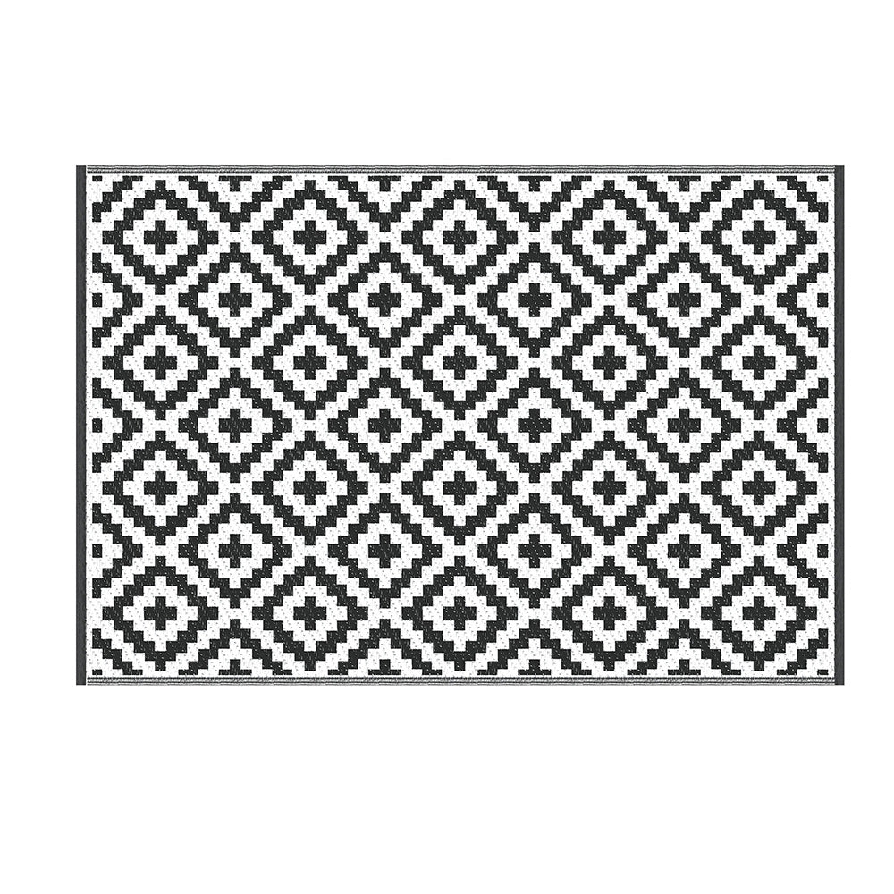 Reversible Outdoor Rug | 120x180cm | PP Dual-Sided Patio Mat | Cross Pattern