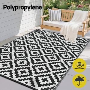 Reversible Outdoor Rug | 120x180cm | PP Dual-Sided Patio Mat | Cross Pattern