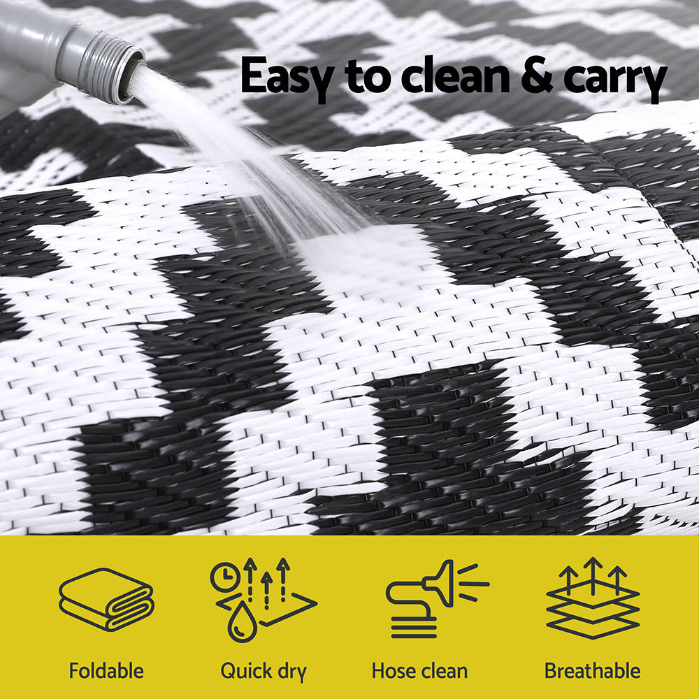 Reversible Outdoor Rug | 120x180cm | PP Dual-Sided Patio Mat | Cross Pattern
