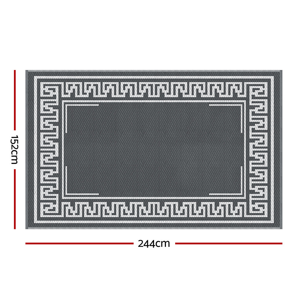 Reversible Outdoor Rug | 152x244cm | PP Dual-Sided Patio Mat | Greek Key