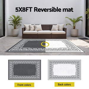 Reversible Outdoor Rug | 152x244cm | PP Dual-Sided Patio Mat | Greek Key