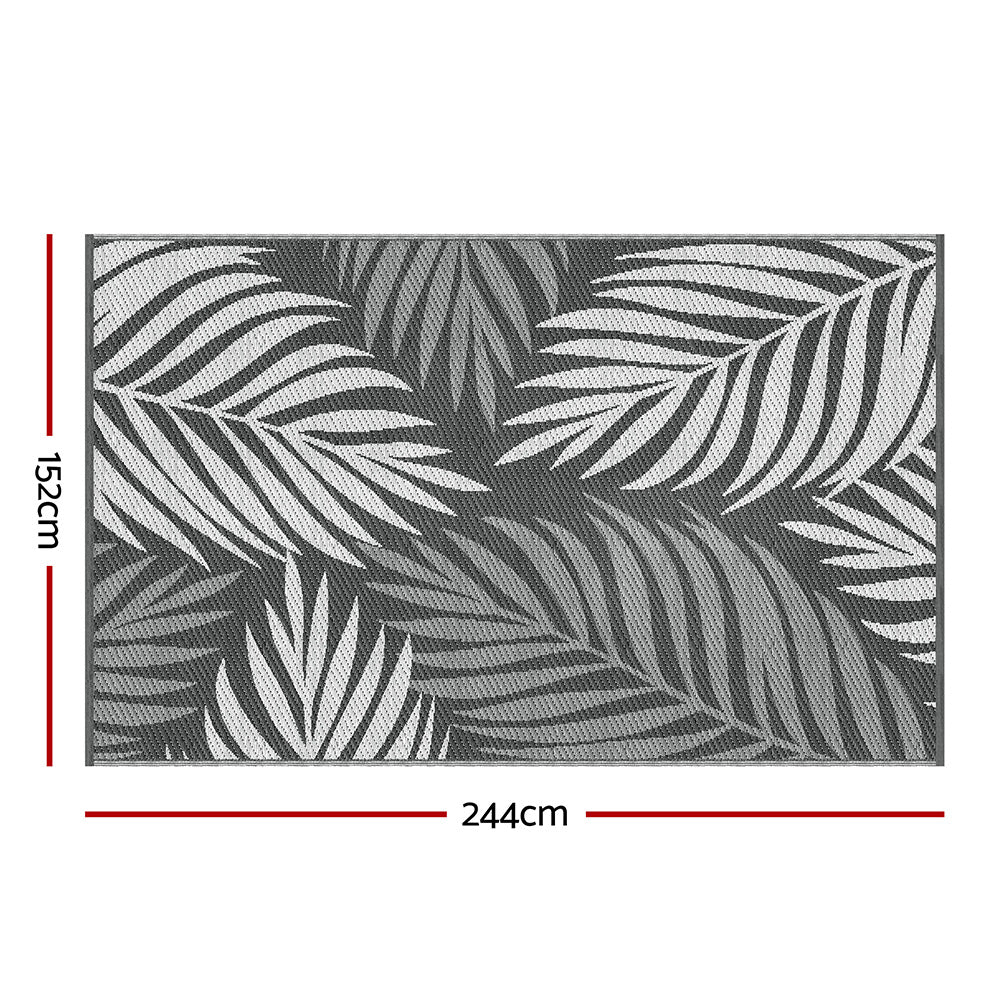 Reversible Outdoor Rug | 152x244cm | PP Dual-Sided Patio Mat | Leaf Pattern