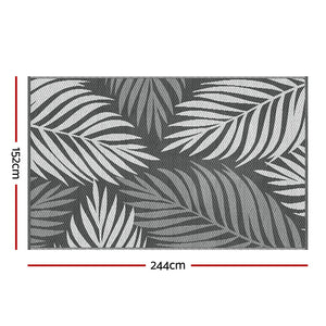 Reversible Outdoor Rug | 152x244cm | PP Dual-Sided Patio Mat | Leaf Pattern