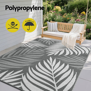 Reversible Outdoor Rug | 152x244cm | PP Dual-Sided Patio Mat | Leaf Pattern