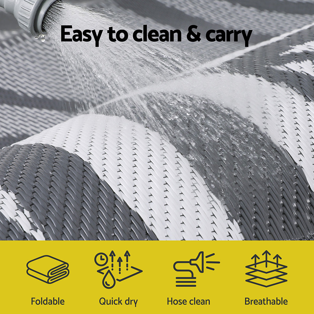 Reversible Outdoor Rug | 152x244cm | PP Dual-Sided Patio Mat | Leaf Pattern
