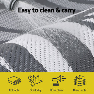 Reversible Outdoor Rug | 152x244cm | PP Dual-Sided Patio Mat | Leaf Pattern