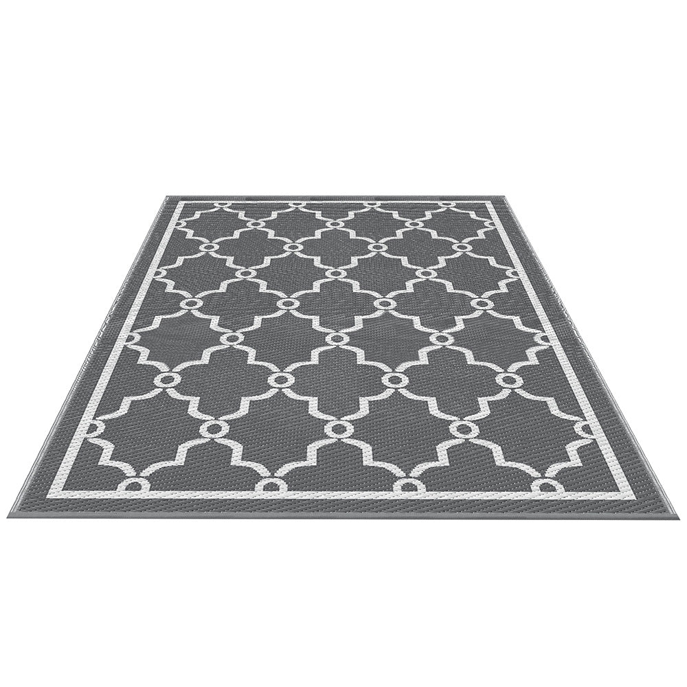 Reversible Outdoor Rug | 152x244cm | PP Dual-Sided Patio Mat | Maroc Pattern