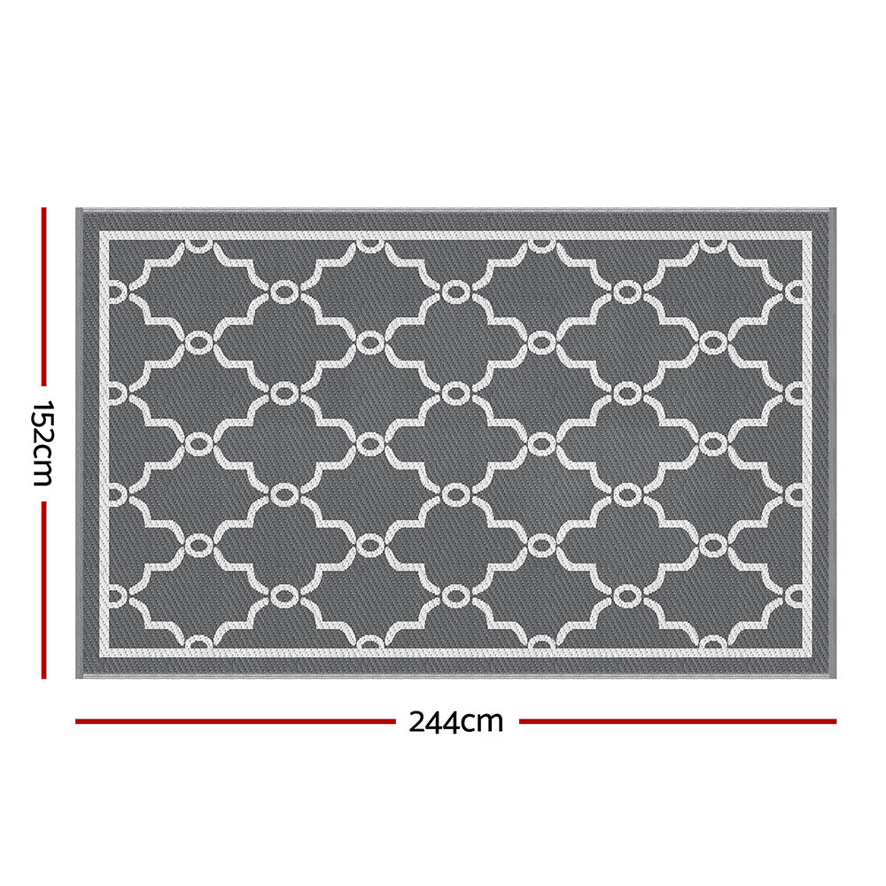 Reversible Outdoor Rug | 152x244cm | PP Dual-Sided Patio Mat | Maroc Pattern