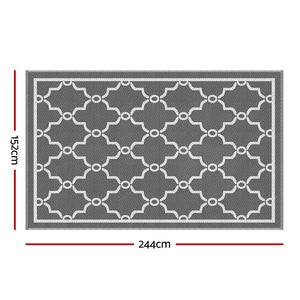 Reversible Outdoor Rug | 152x244cm | PP Dual-Sided Patio Mat | Maroc Pattern