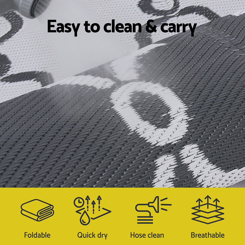 Reversible Outdoor Rug | 152x244cm | PP Dual-Sided Patio Mat | Maroc Pattern