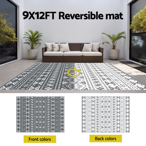 Reversible Outdoor Rug | 274x366cm | PP Dual-Sided Patio Mat | Bohemian